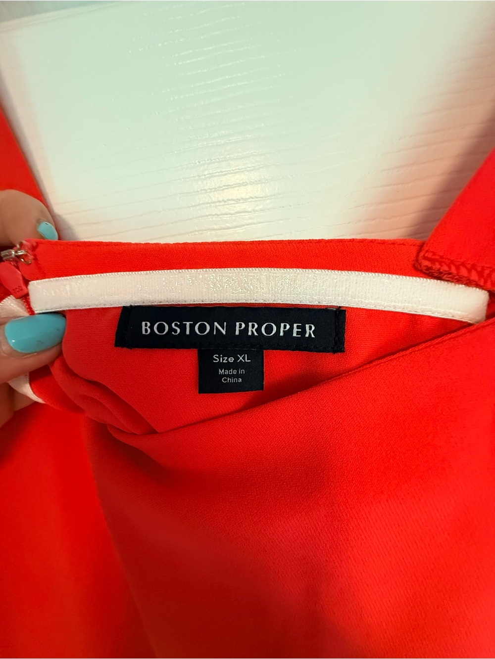 Boston Proper Vibrant Coral-Red Dress
